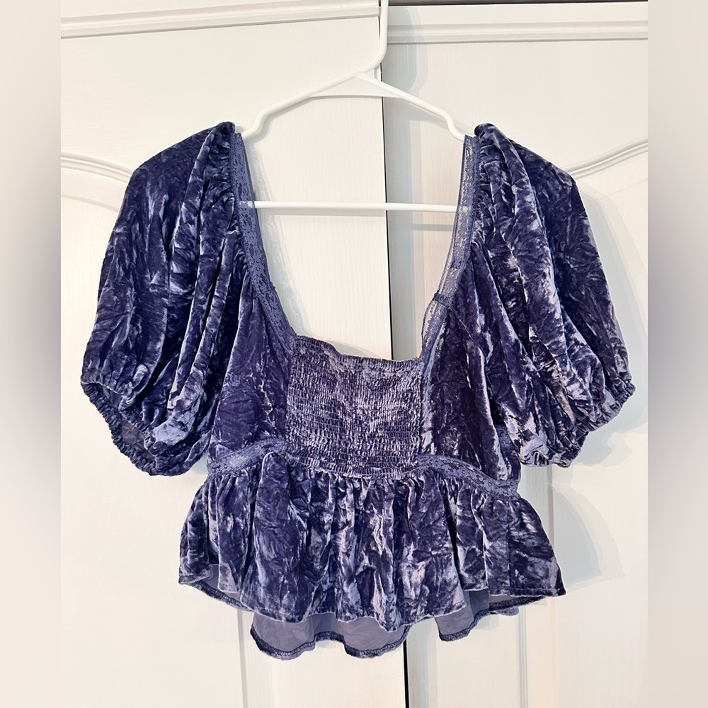 Free People Yours Truly Velvet Top Sz. Small - Picture 5 of 6
